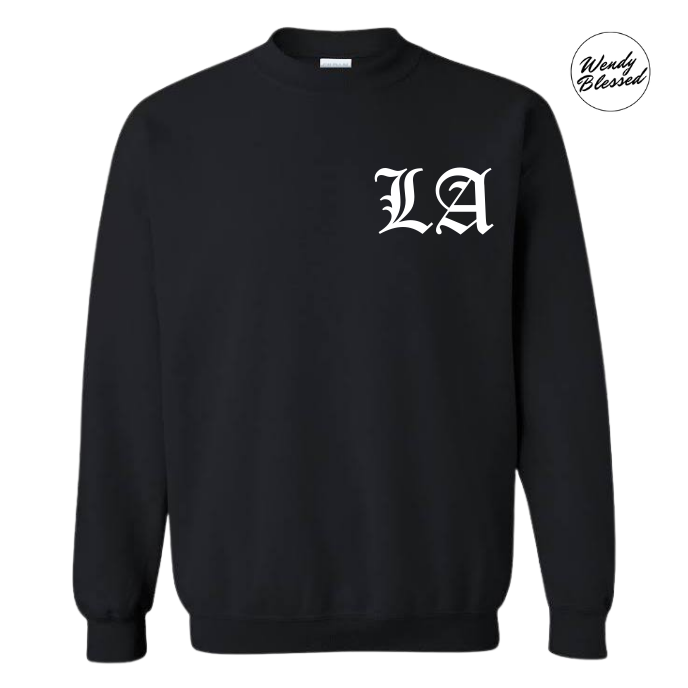 Los Angeles La Old English Mens Crewneck Sweatshirt Grey / Medium