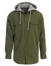Load image into Gallery viewer, Men&#39;s Flannel Shirt Solid Color Light Weight with Removable Hoodie.
