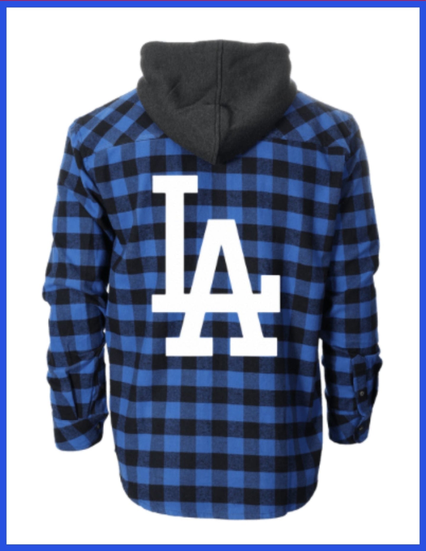 Men's L.A Logo Flannel Shirts Checkered Style Light Weight with Removable Hoodie.