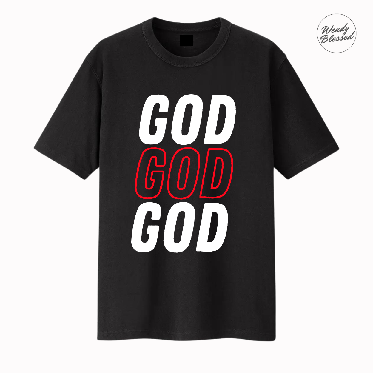 T-Shirt with 3 GOD letter Design.