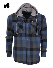 Load image into Gallery viewer, Men&#39;s Flannel Shirts With Removable Hoodie.
