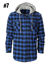 Load image into Gallery viewer, Men&#39;s Flannel Shirts With Removable Hoodie.
