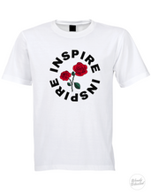 Load image into Gallery viewer, T-Shirt crew neck Inspire with rose design.
